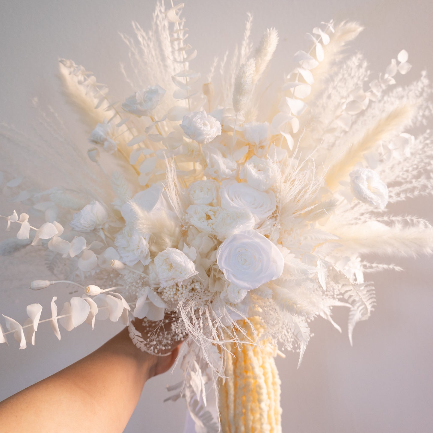 Ivory Cascade | White Dried Flower Bridal Bouquet