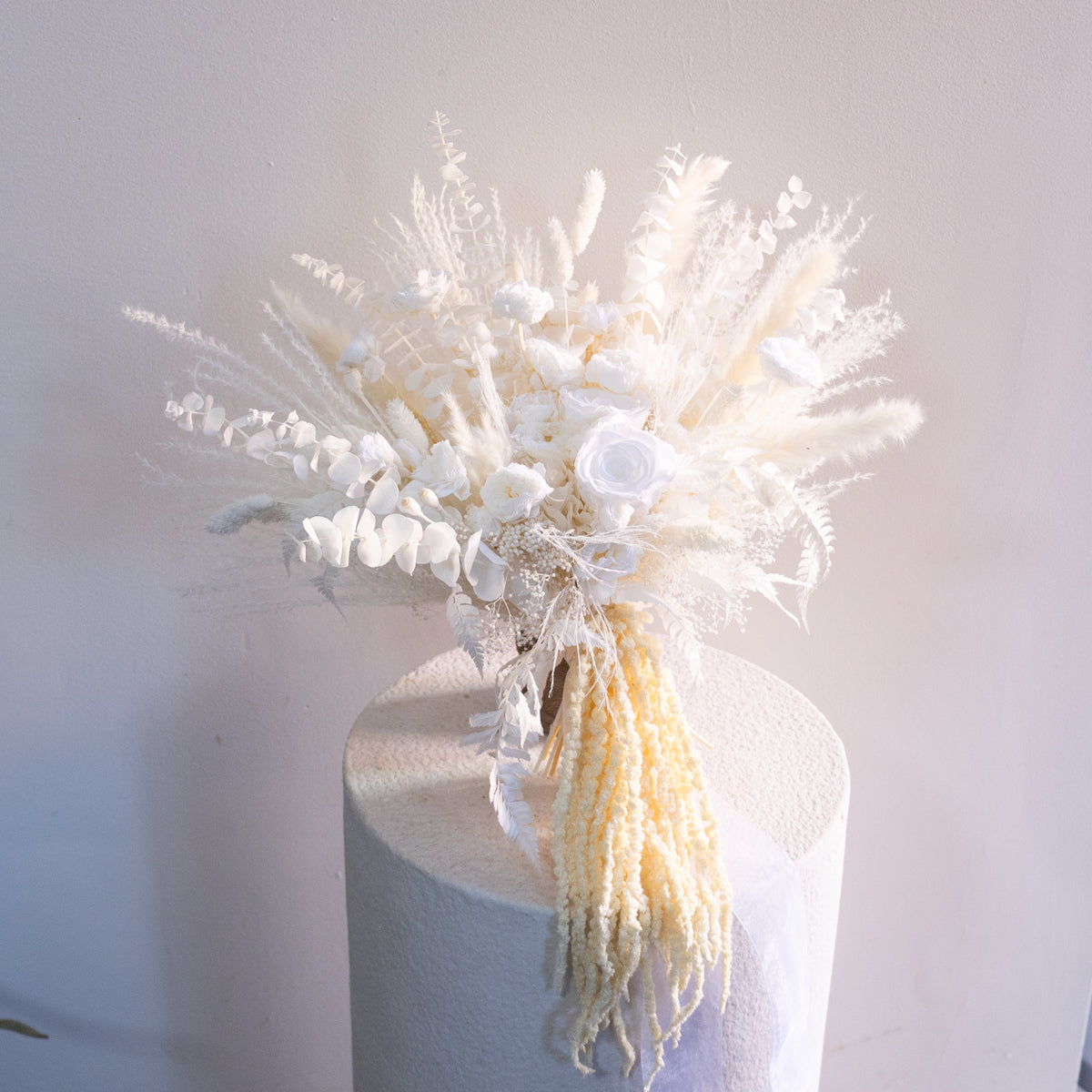Ivory Cascade | White Dried Flower Bridal Bouquet