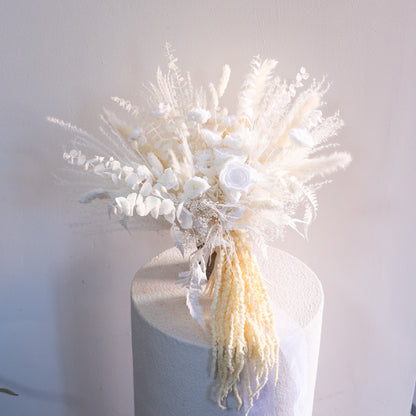 Ivory Cascade | White Dried Flower Bridal Bouquet