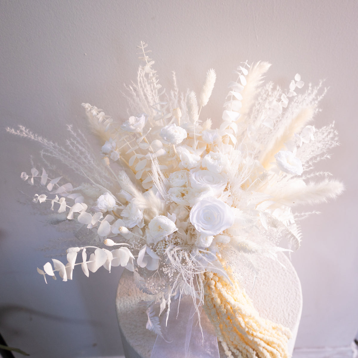 Ivory Cascade | White Dried Flower Bridal Bouquet