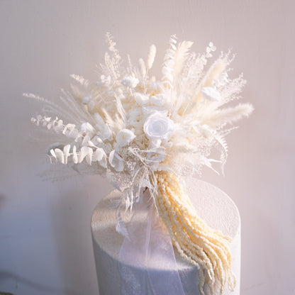 Ivory Cascade | White Dried Flower Bridal Bouquet