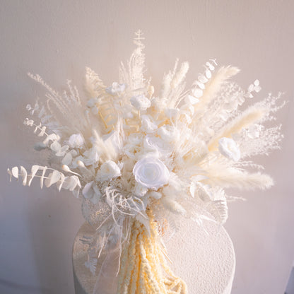Ivory Cascade | White Dried Flower Bridal Bouquet