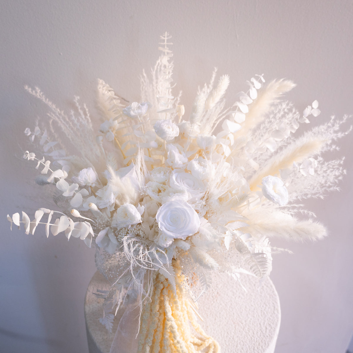 Ivory Cascade | White Dried Flower Bridal Bouquet