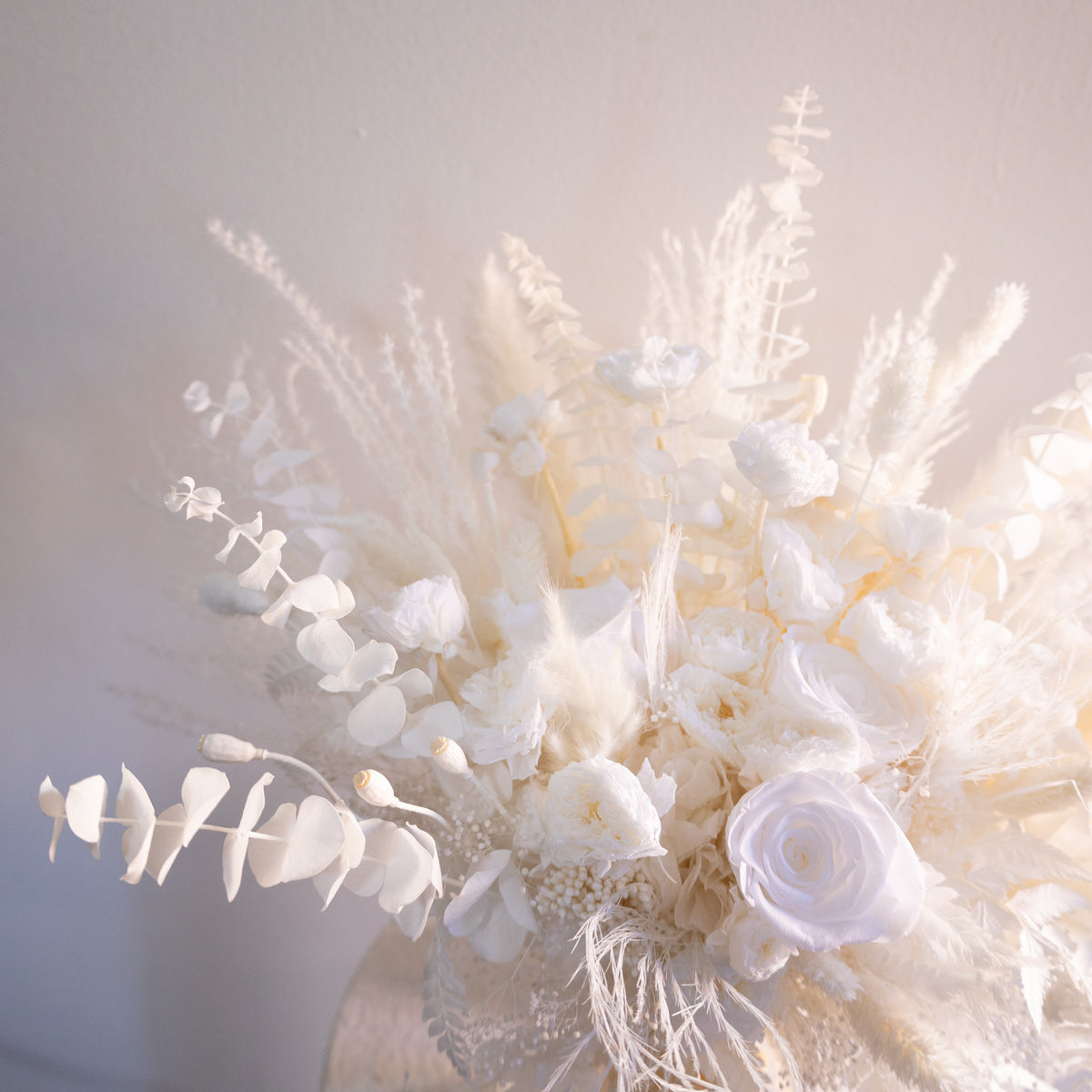 Ivory Cascade | White Dried Flower Bridal Bouquet