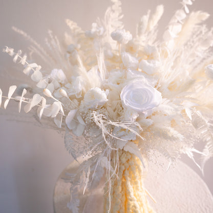 Ivory Cascade | White Dried Flower Bridal Bouquet