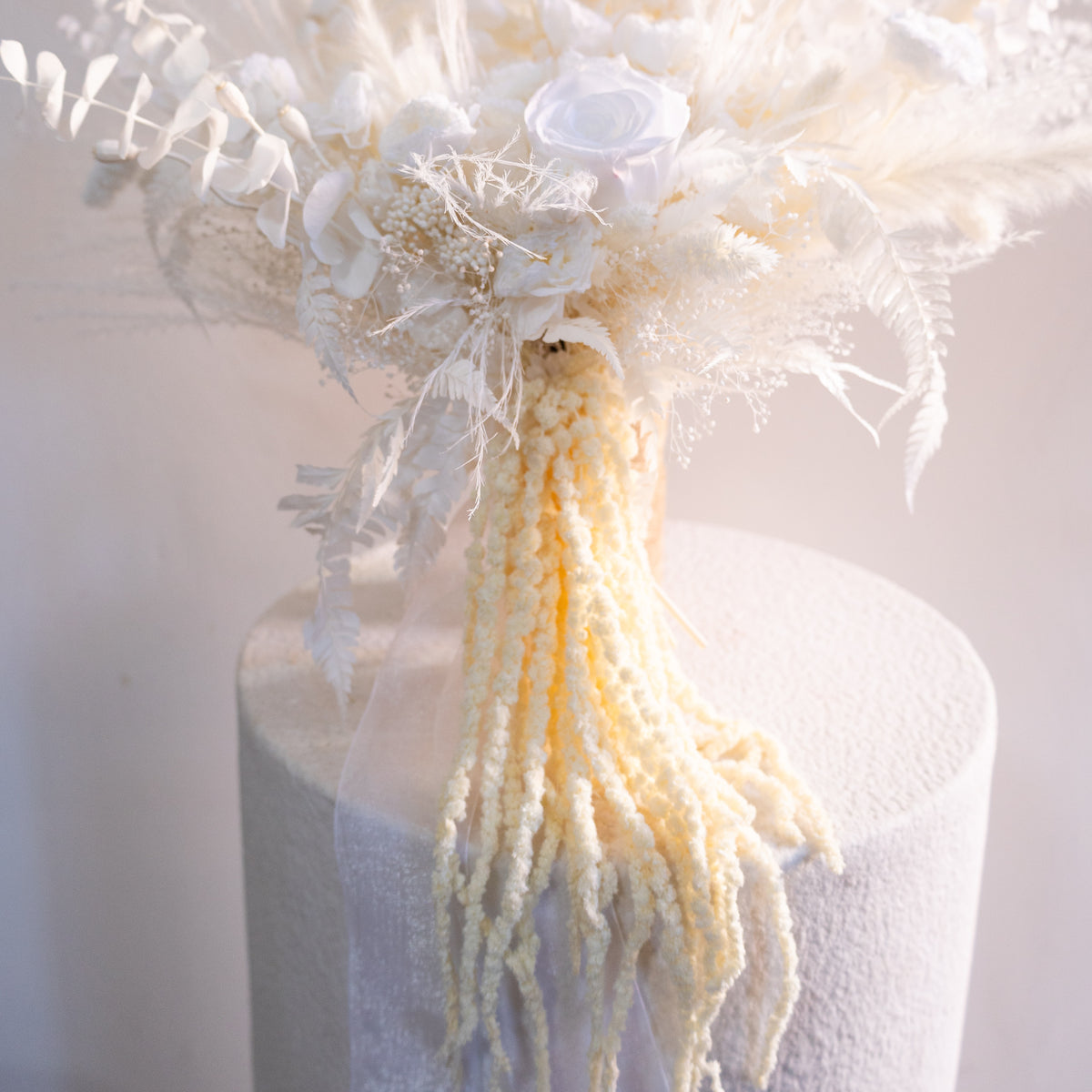 Ivory Cascade | White Dried Flower Bridal Bouquet