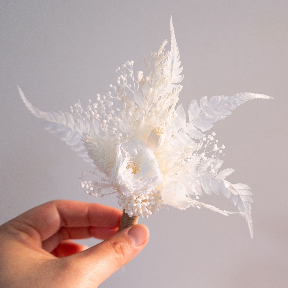 Ivory Cascade | White Dried Flower Bridal Bouquet