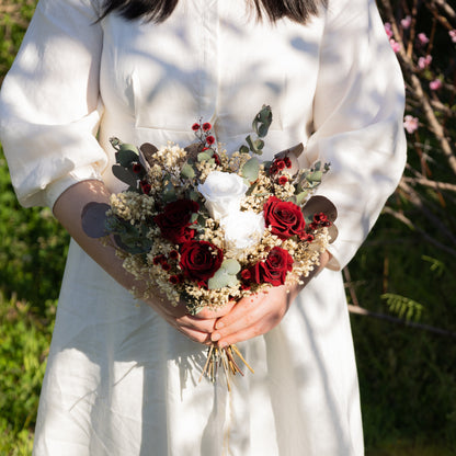 Burgundy & Ivory Rose Bridal Bouquet