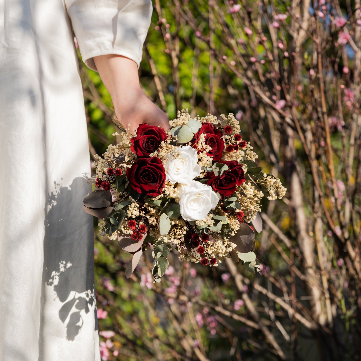 Burgundy & Ivory Rose Bridal Bouquet