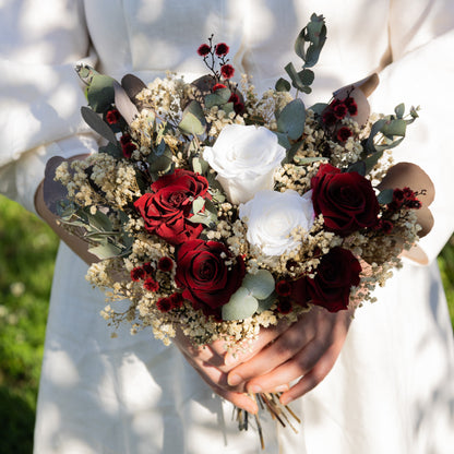 Burgundy & Ivory Rose Bridal Bouquet