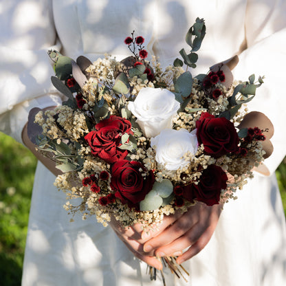 Burgundy & Ivory Rose Bridal Bouquet