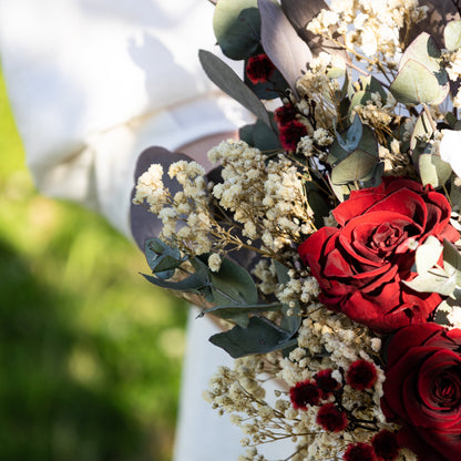 Burgundy & Ivory Rose Bridal Bouquet