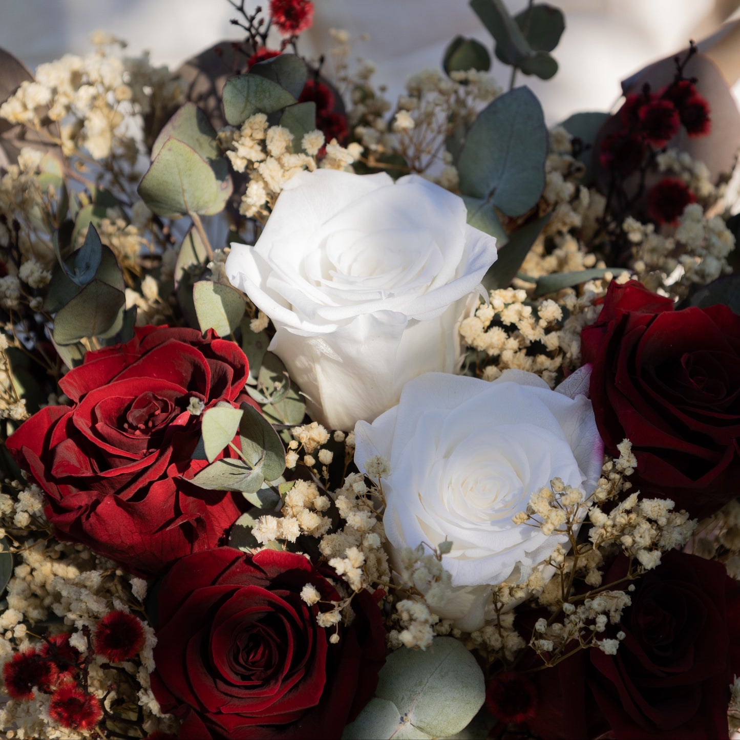 Burgundy & Ivory Rose Bridal Bouquet