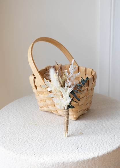 Everlasting Ivory Meadow matching boutonniere