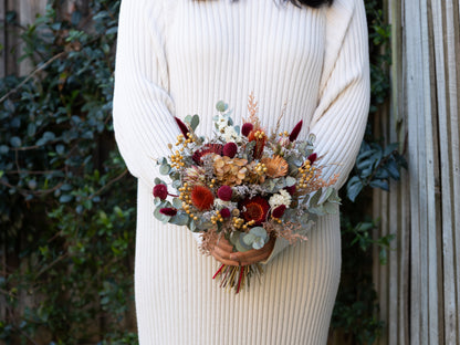 Burgundy & Mustard Wildflower Bridal Bouquet