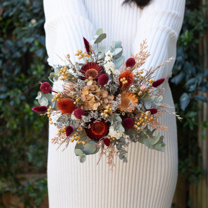 Burgundy & Mustard Wildflower Bridal Bouquet