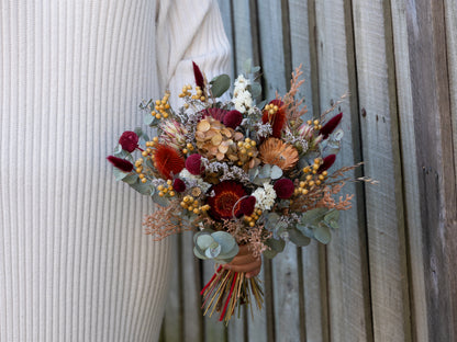 Burgundy & Mustard Wildflower Bridal Bouquet