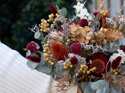 Burgundy & Mustard Wildflower Bridal Bouquet