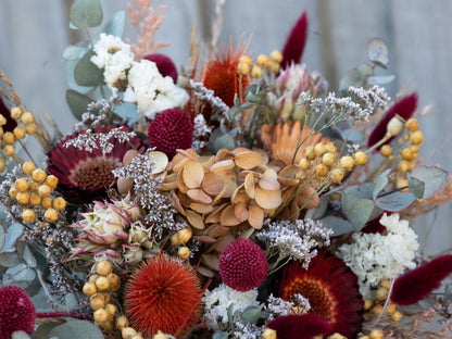 Burgundy & Mustard Wildflower Bridal Bouquet