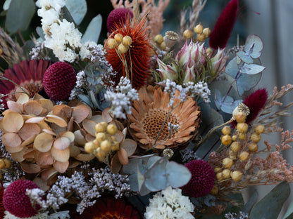 Burgundy & Mustard Wildflower Bridal Bouquet