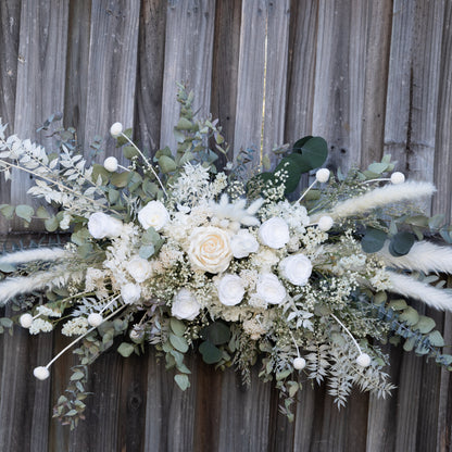White & Sage Wedding Arbor Arrangement | Dried & Preserved Floral Installation