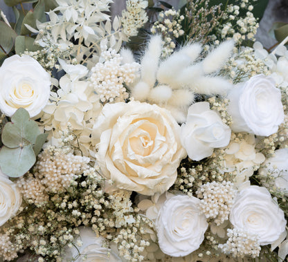 White & Sage Wedding Arbor Arrangement | Dried & Preserved Floral Installation