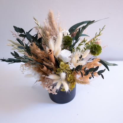 Rustic Cinnamon & Olive Preserved Flower Arrangement | Gift Arrangement