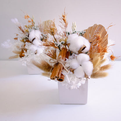 Cotton & Cinnamon Rustic Preserved Flower Arrangement | Gift Arrangement