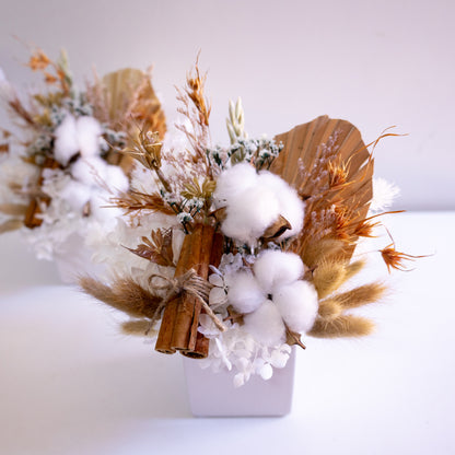 Cotton & Cinnamon Rustic Preserved Flower Arrangement | Gift Arrangement