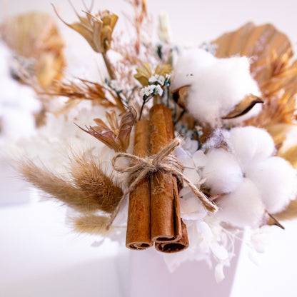Cotton & Cinnamon Rustic Preserved Flower Arrangement | Gift Arrangement
