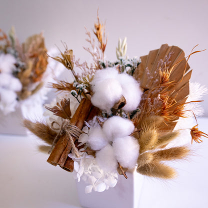 Cotton & Cinnamon Rustic Preserved Flower Arrangement | Gift Arrangement