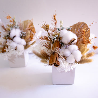 Cotton & Cinnamon Rustic Preserved Flower Arrangement | Gift Arrangement