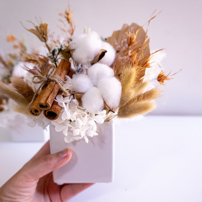 Cotton & Cinnamon Rustic Preserved Flower Arrangement | Gift Arrangement