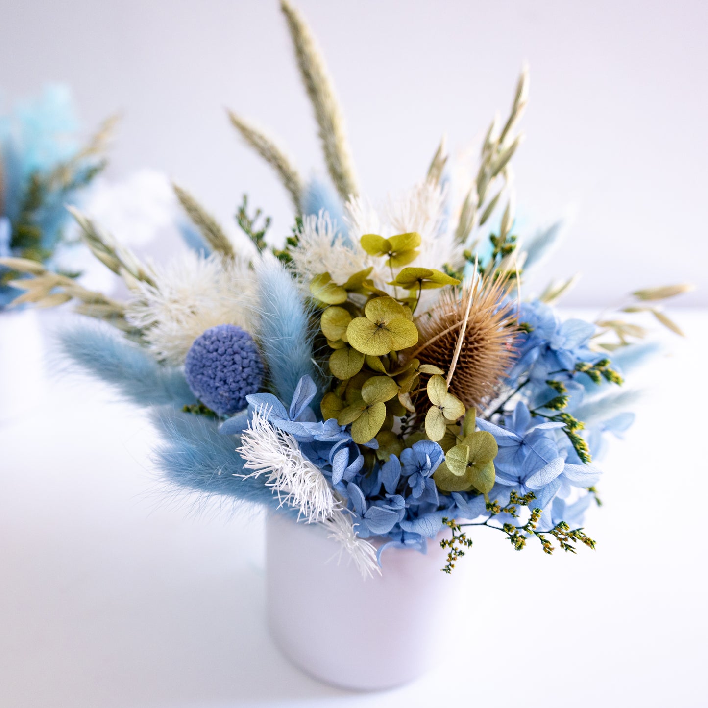 Soft Blue & White Preserved Flower Arrangement | Gift Arrangement