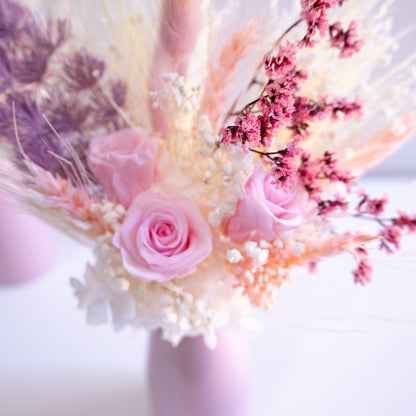 Blush & Lilac Preserved Flower Arrangement | Ceramic Vase Gift