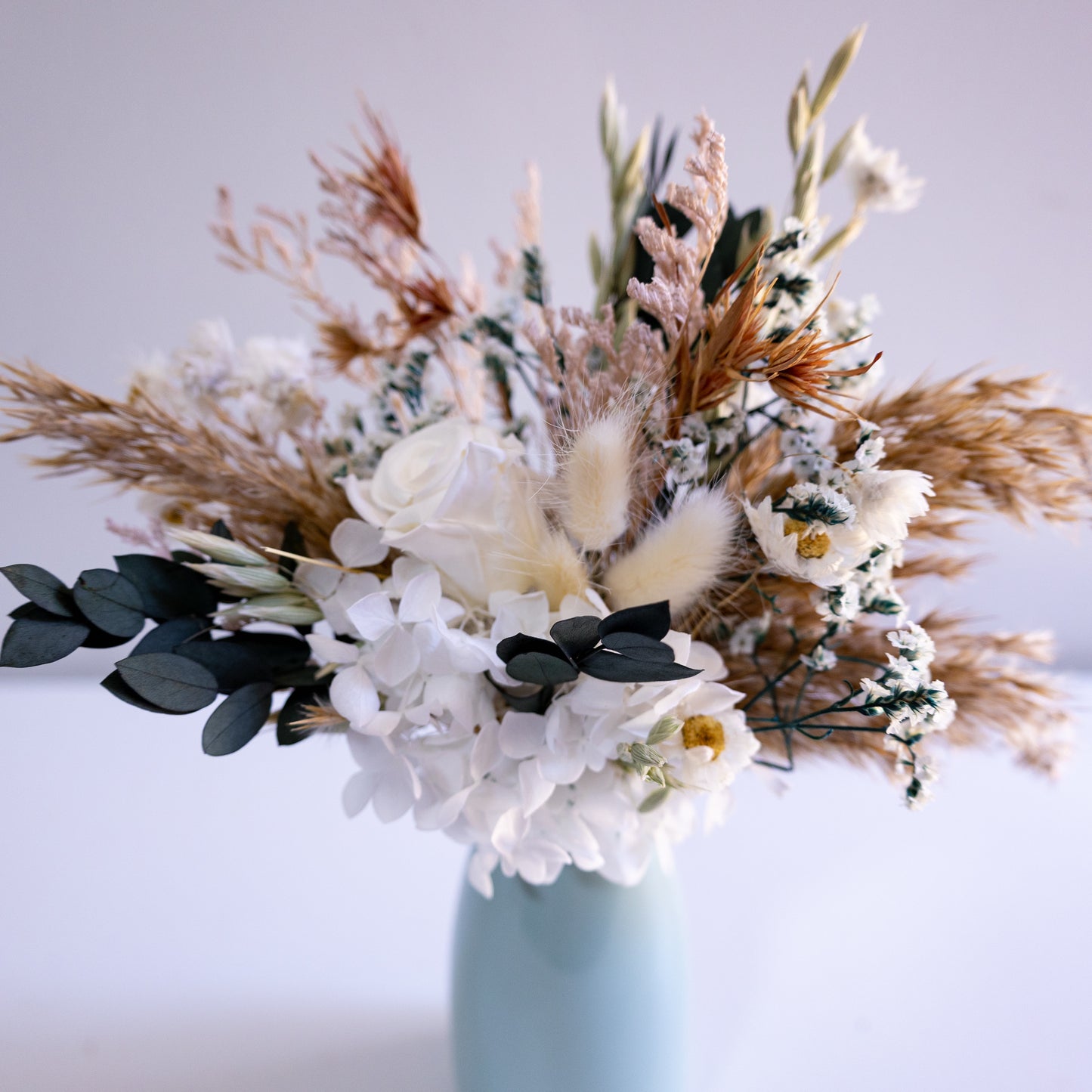 Elegant White & Green Preserved Flower Arrangement | Ceramic Vase Gift (Copy)