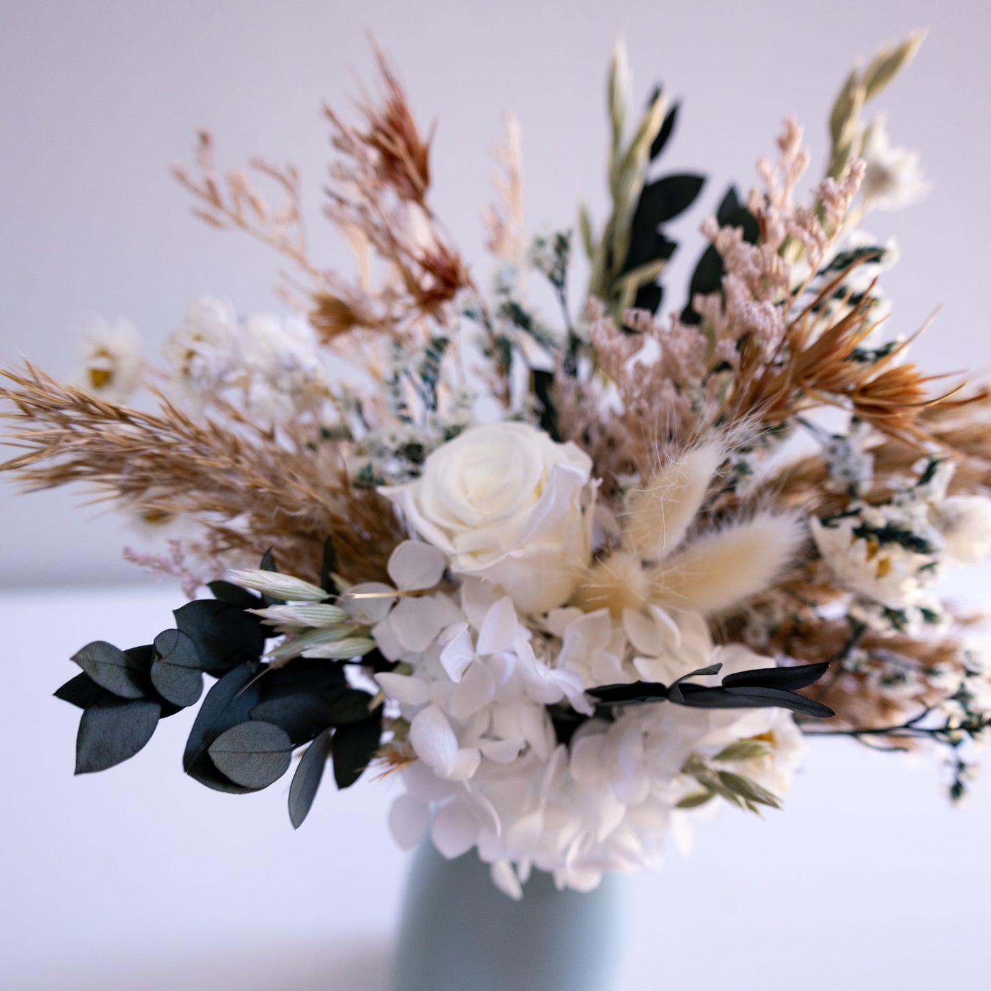 Elegant White & Green Preserved Flower Arrangement | Ceramic Vase Gift (Copy)