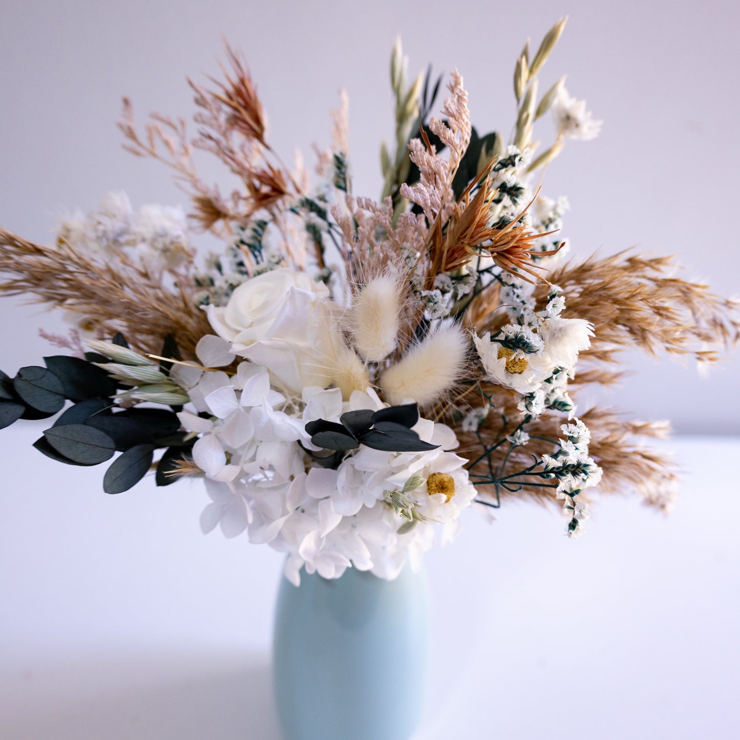 Elegant White & Green Preserved Flower Arrangement | Ceramic Vase Gift (Copy)