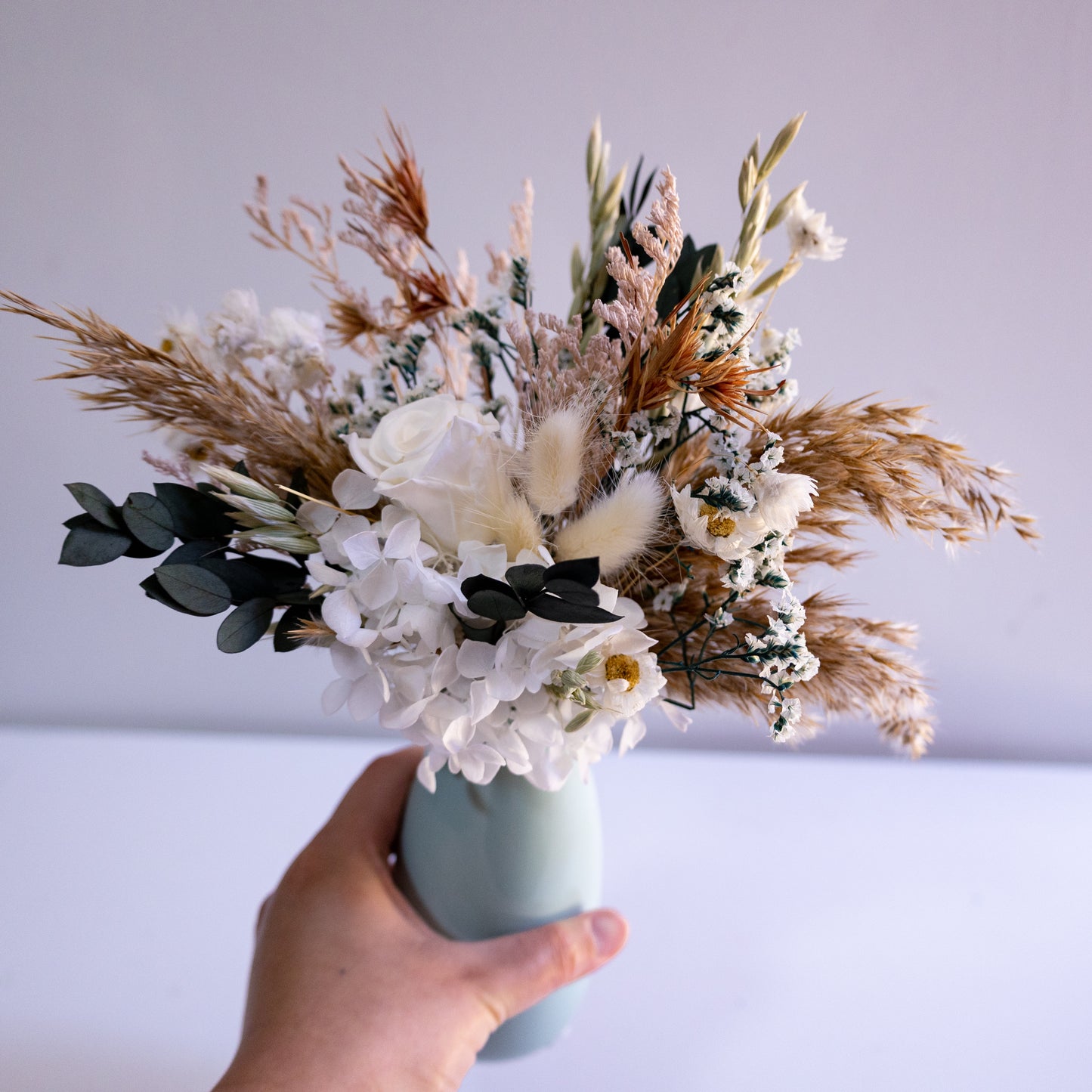 Elegant White & Green Preserved Flower Arrangement | Ceramic Vase Gift (Copy)