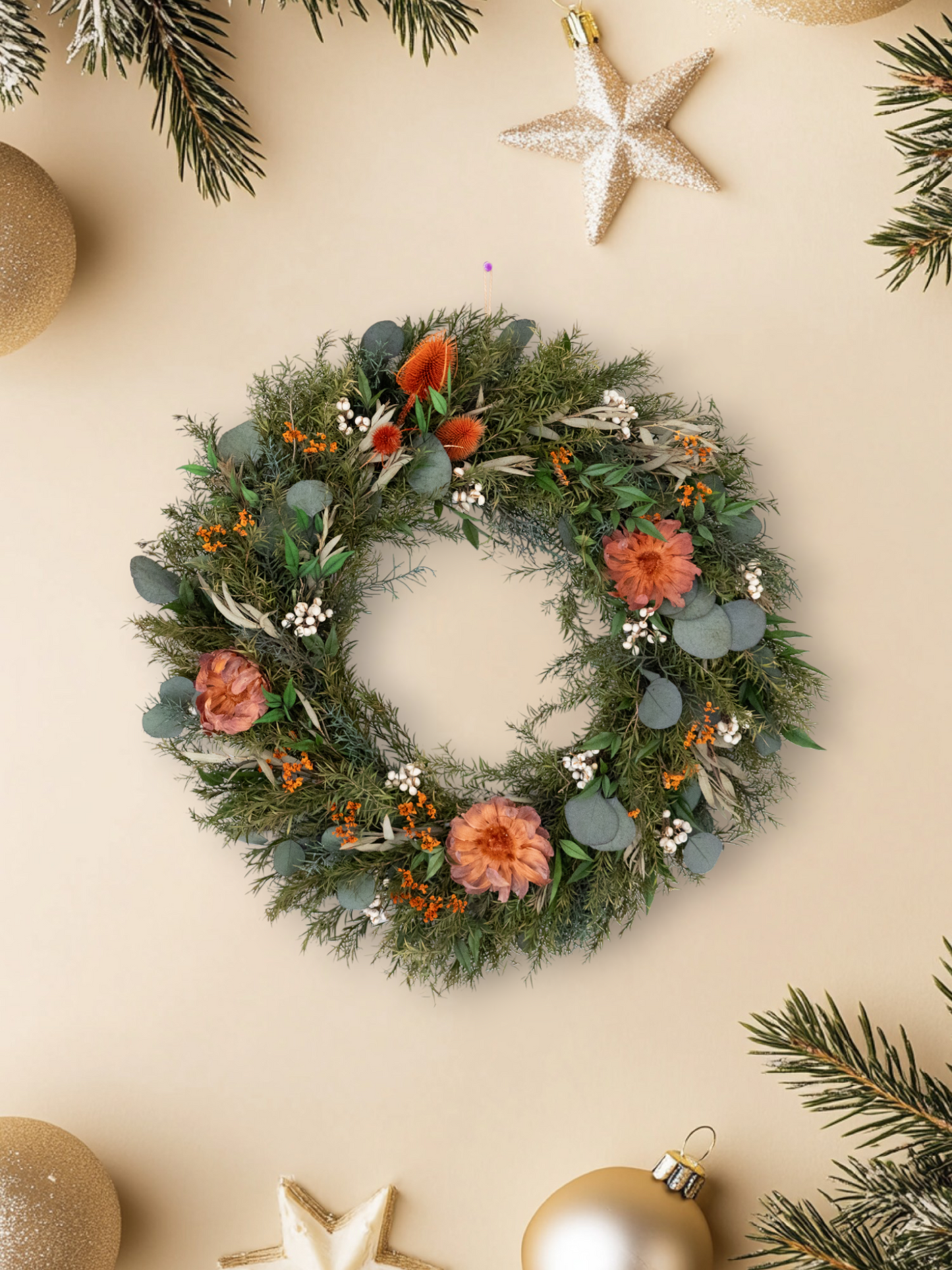 Australian Native Christmas Wreath – Eucalyptus & Protea