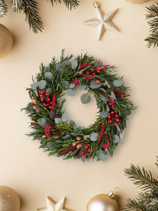 Christmas Wreath - Eucalyptus & Red berry