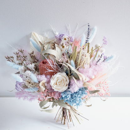 Blush Sky Bloom - Pastel Preserved Flower Bridal Bouquet