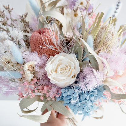 Blush Sky Bloom - Pastel Preserved Flower Bridal Bouquet