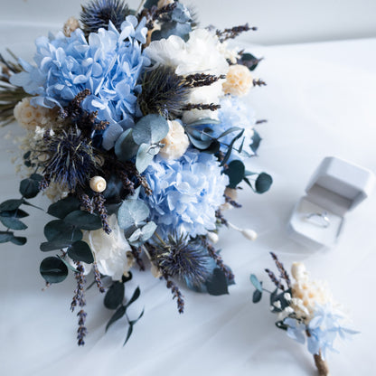 Blue Serenity | Blue & White Hydrangea Bridal Bouquet
