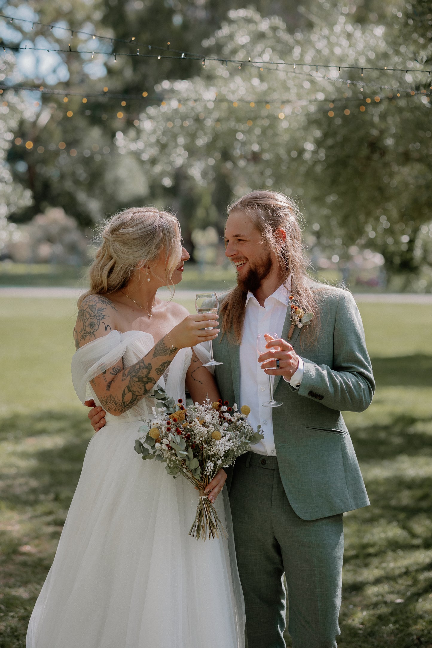 Wildflower dried wedding bouquet in vibrant Australian colours