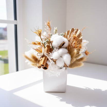 Cotton & Cinnamon Rustic Preserved Flower Arrangement | Gift Arrangement