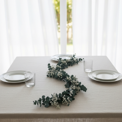 Silver Dollar Eucalyptus Wedding Table Runner – Modern Sage Style