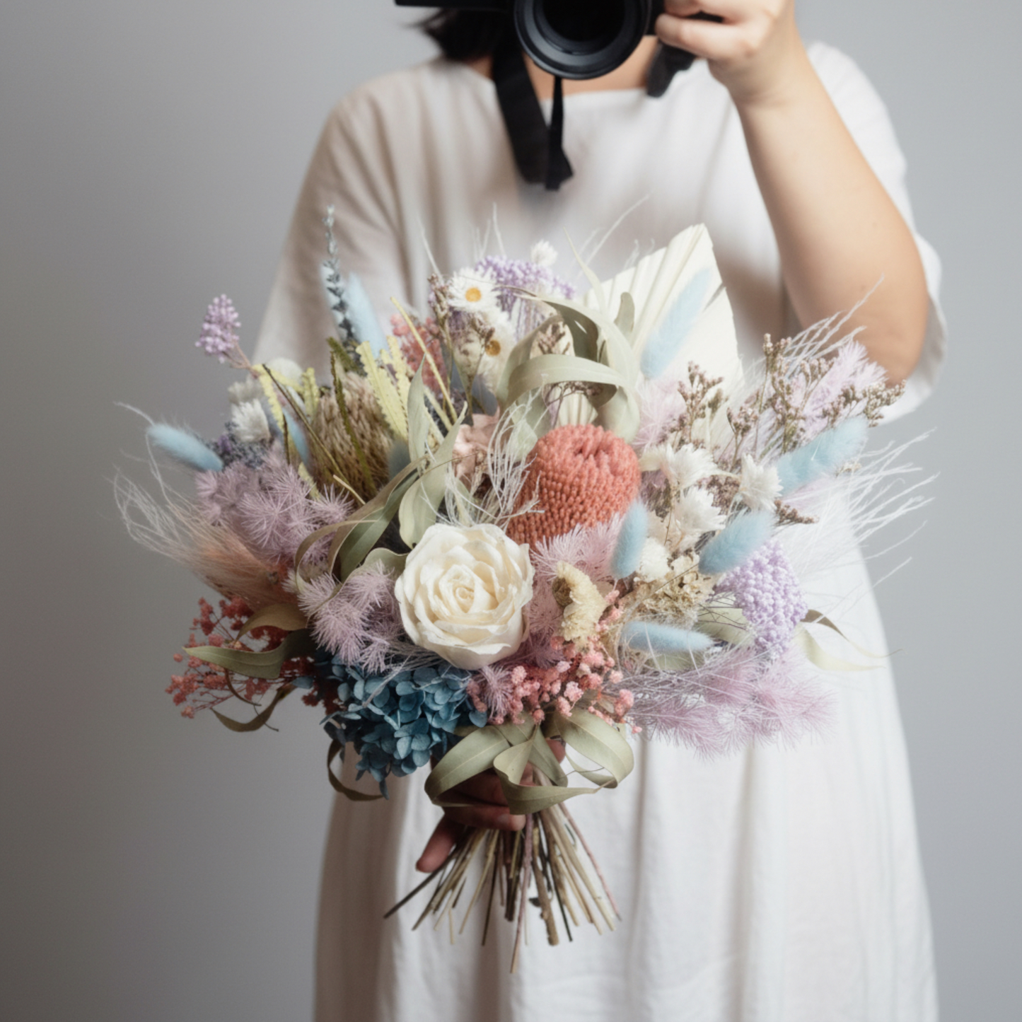 Blush Sky Bloom - Pastel Preserved Flower Bridal Bouquet