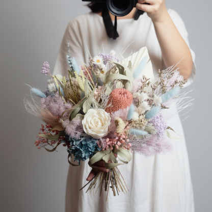 Blush Sky Bloom - Pastel Preserved Flower Bridal Bouquet
