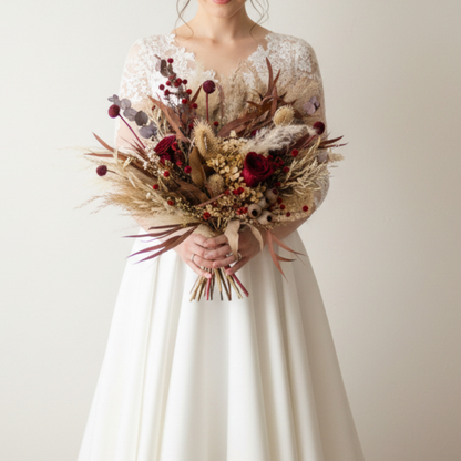 Autumn Burgundy Dried Flower Bouquet